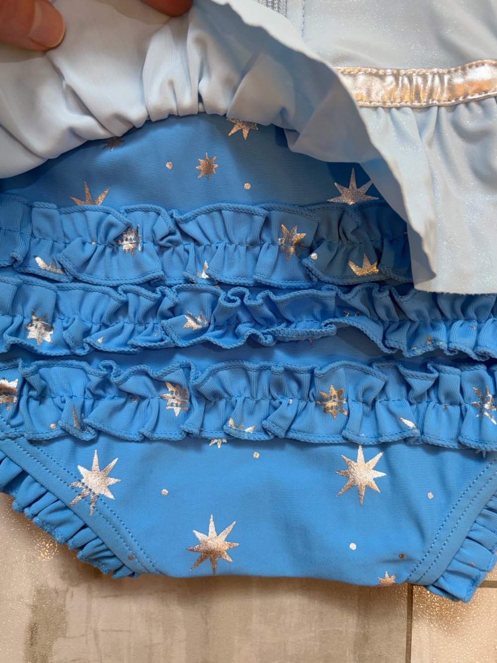 NWT RuffleButts Blue Glass Slipper Princess Long Sleeve Rash Guard Swimsuit 0-3M - Picture 14 of 14